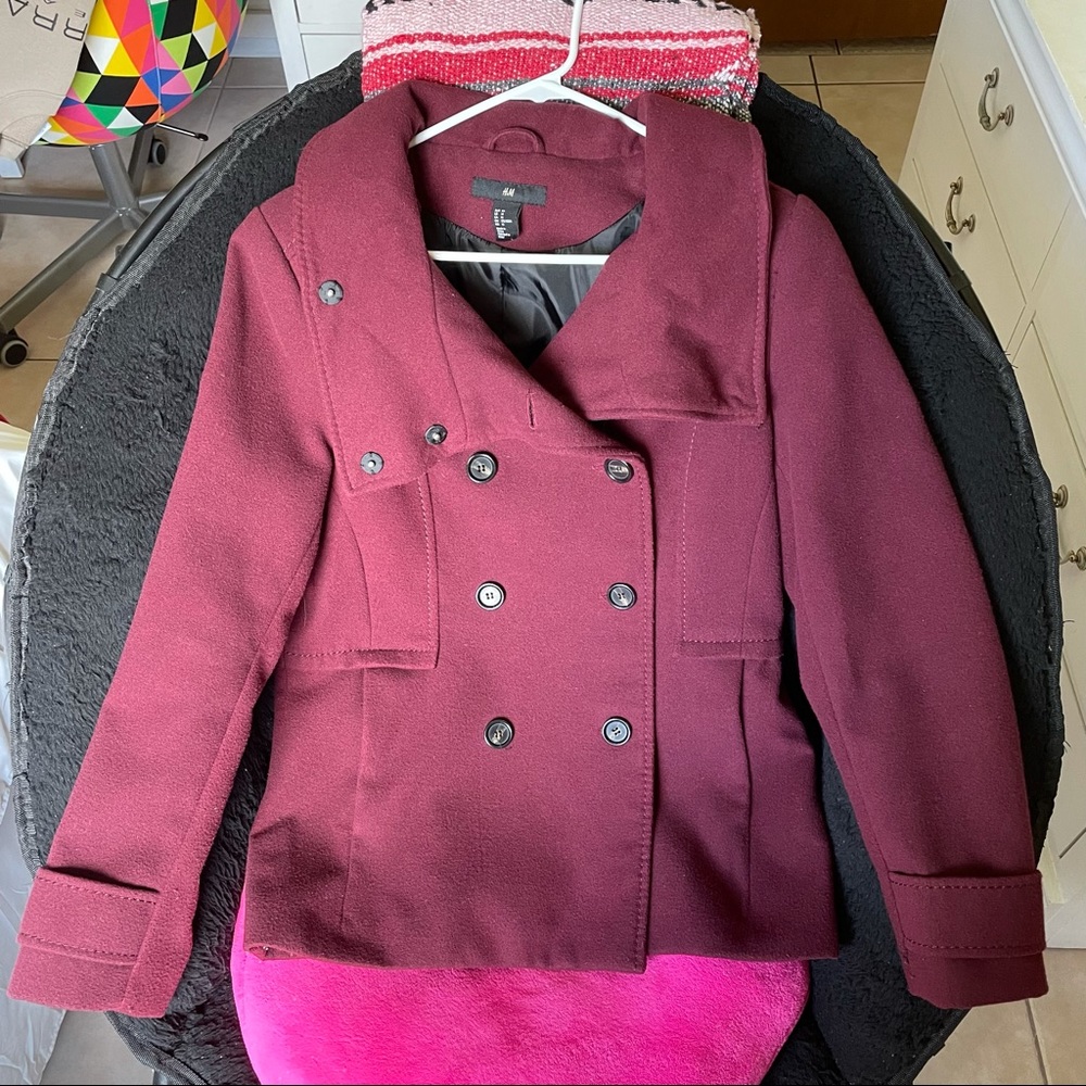H&M Burgundy Peacoat